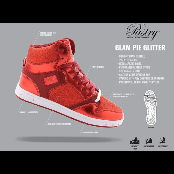 Pastry Youth Glam Pie Glitter High-Top Sneaker & Dance Shoe for Girls Size 5